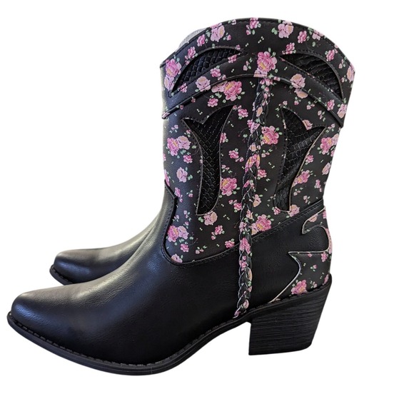 Pierre Dumas Shoes - Pierre Dumas Wilder-54 Floral Cowboy Boots Black Women's Size 10M Western Boho